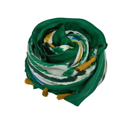Large Green Casablanca Scarf With Tassels | The Jewellery Stop