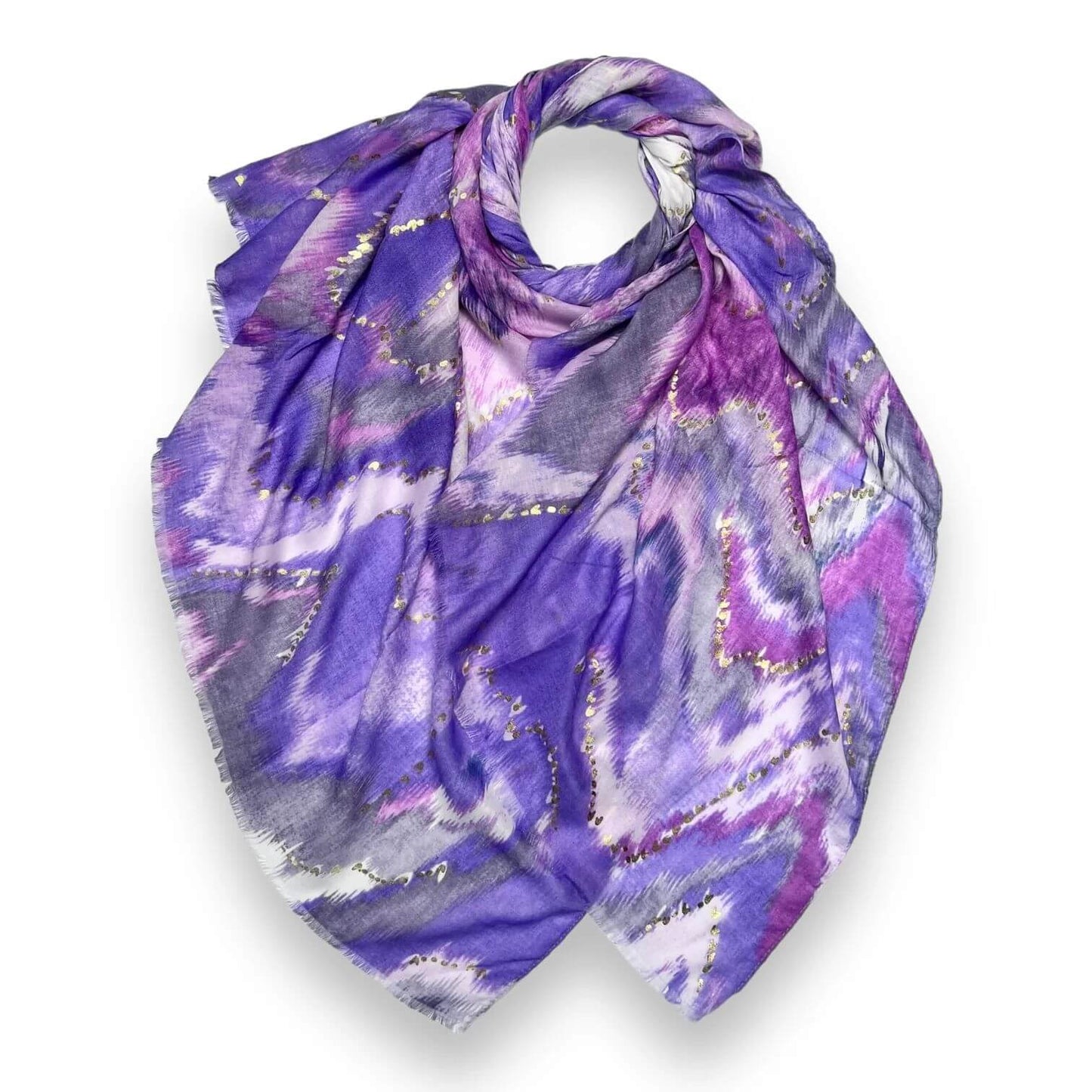 Purple Colourful Wave Scarf with Fringes