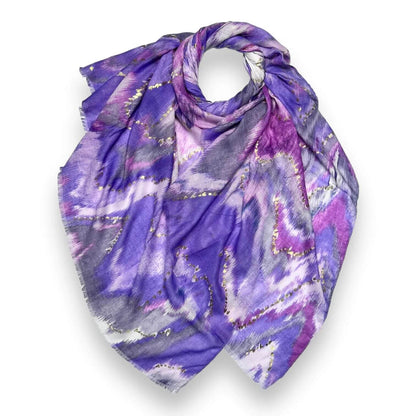 Purple Colourful Wave Scarf with Fringes