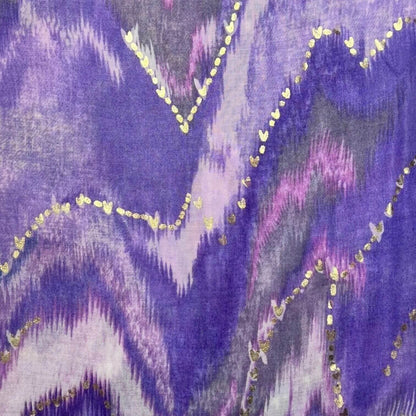 Purple Colourful Wave Scarf with Fringes