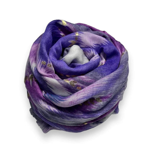 Purple Colourful Wave Scarf with Fringes