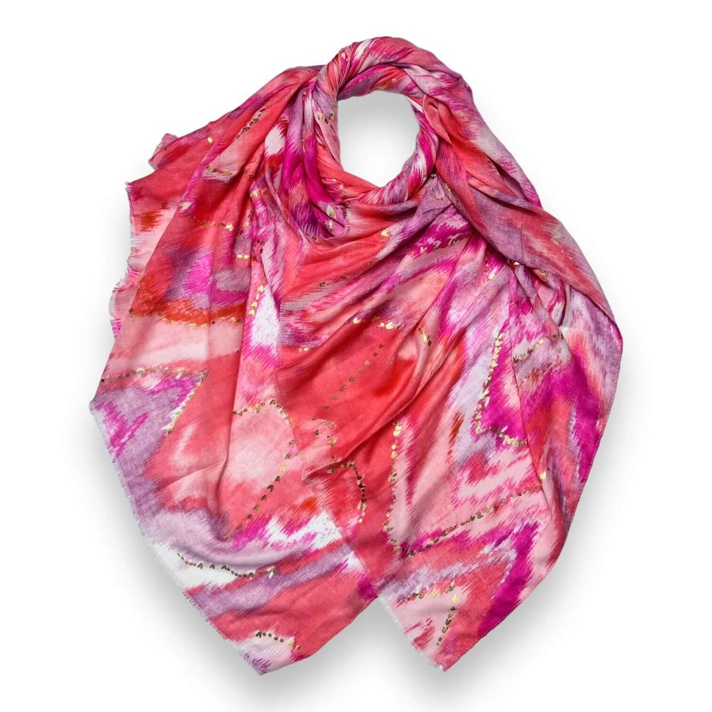 Pink Colourful Wave Scarf with Fringes | The Jewellery Stop