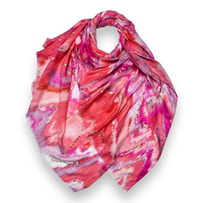 Pink Colourful Wave Scarf with Fringes | The Jewellery Stop