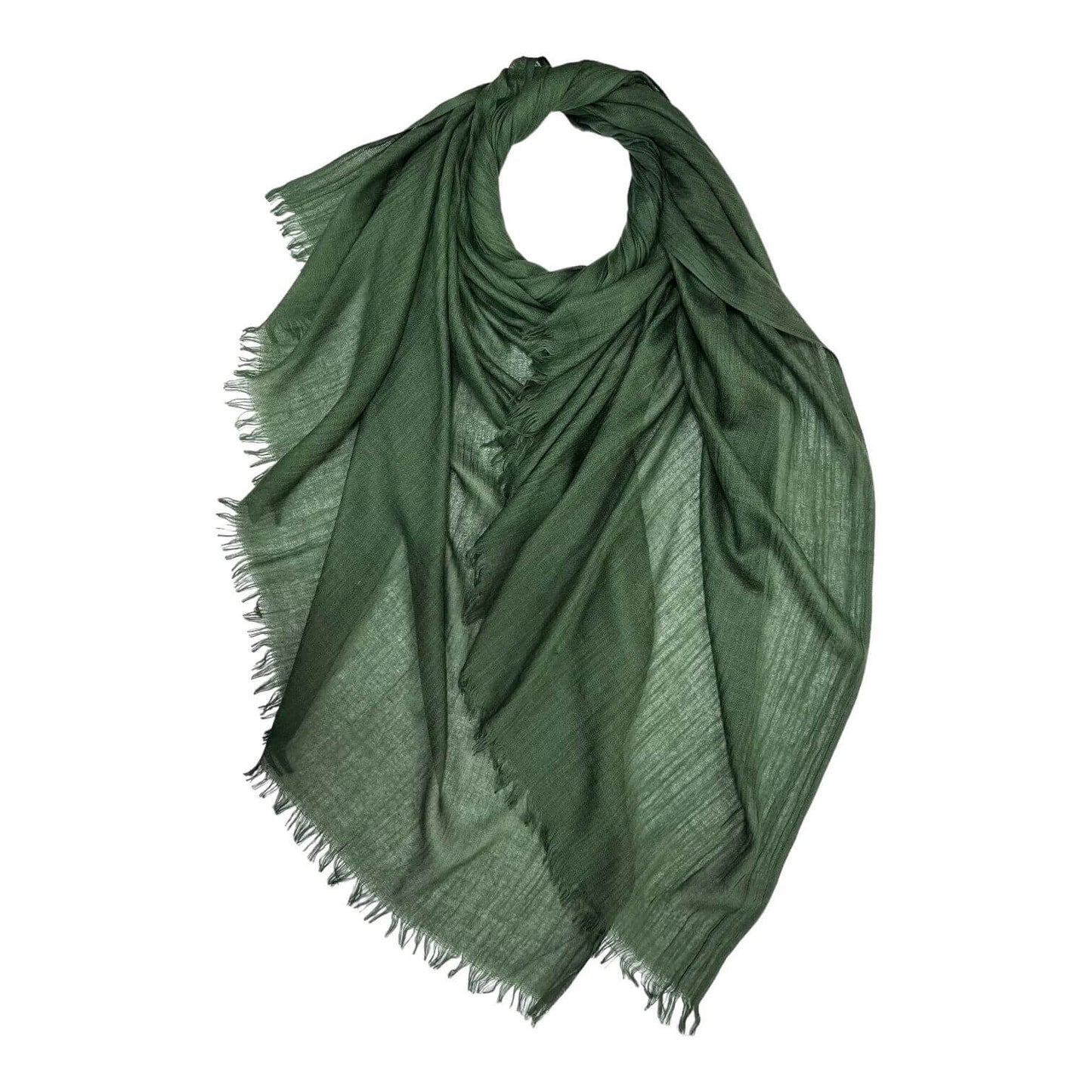 Forest Green Cotton Blend Plain Scarf | The Jewellery Stop