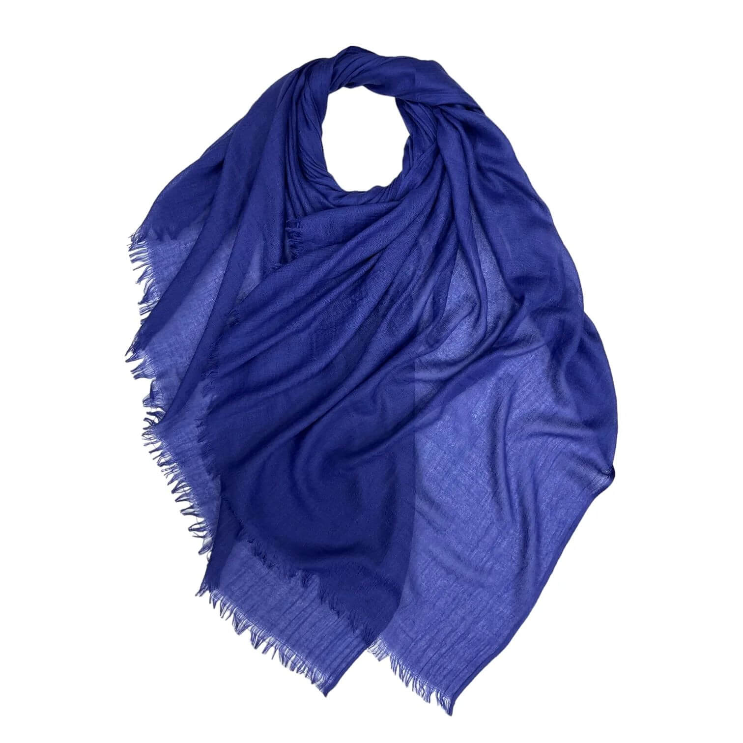 Royal Blue Cotton Blend Plain Scarf