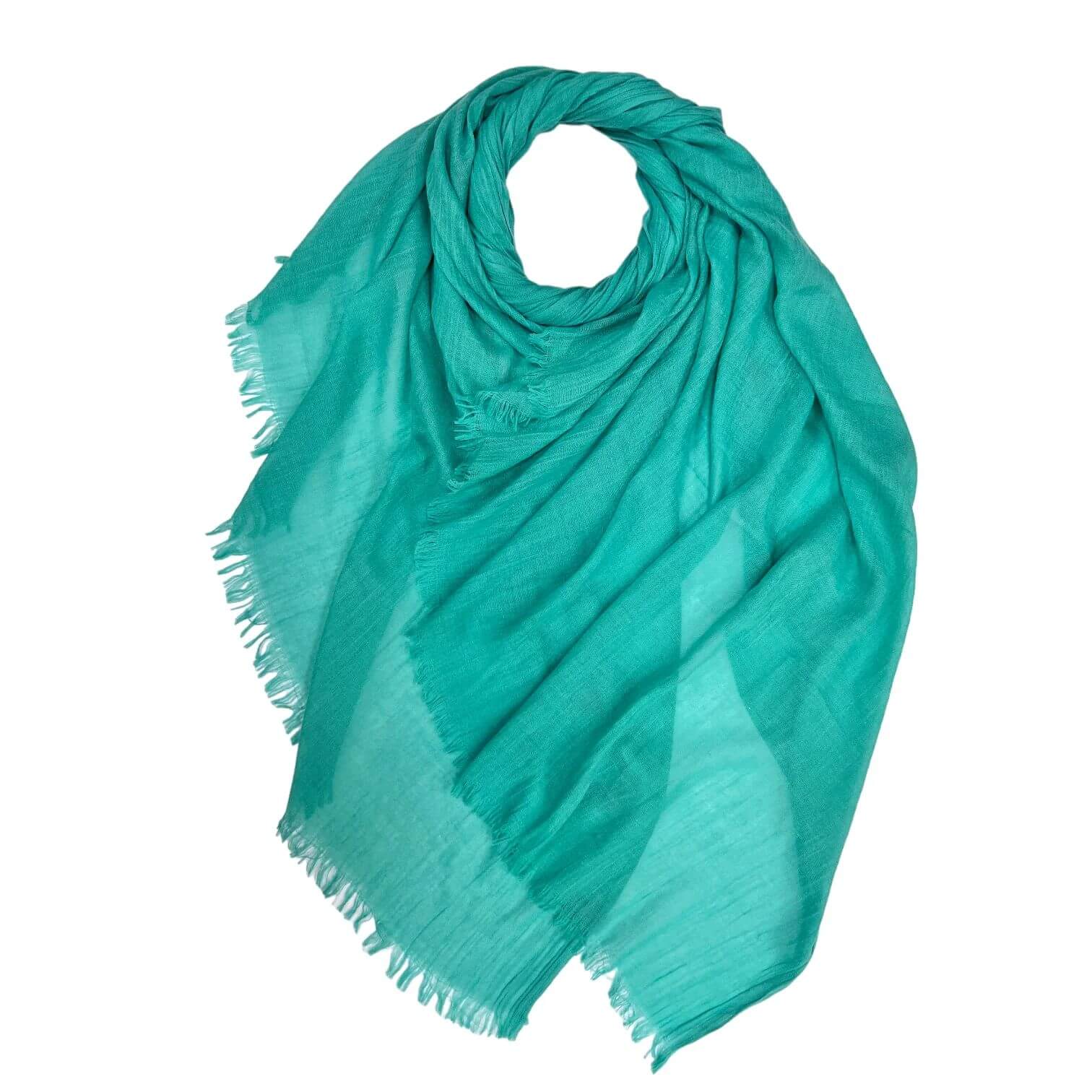 Turquoise Cotton Blend Plain Scarf | The Jewellery Stop