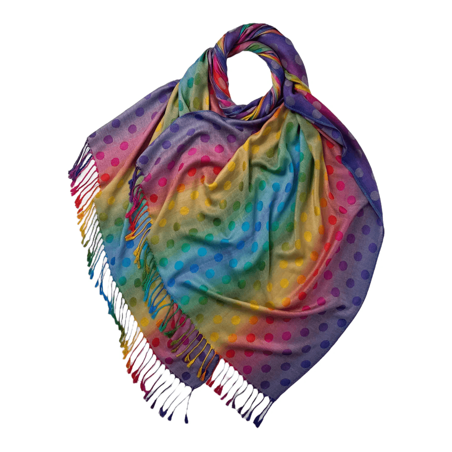 Grey Reversible Rainbow Polka Dot Pashmina | The Jewellery Stop