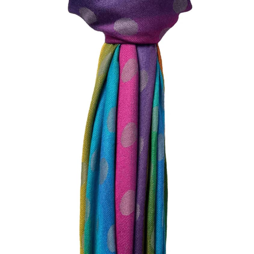 Grey Reversible Rainbow Polka Dot Pashmina | The Jewellery Stop