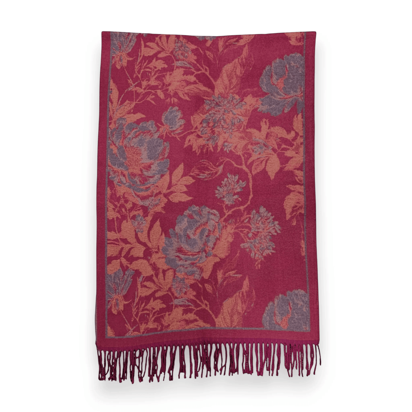 Fuchsia Flower Reversible Print Cashmere Blend Winter Scarf | The Jewellery Stop