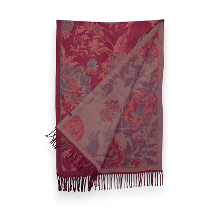 Fuchsia Flower Reversible Print Cashmere Blend Winter Scarf | The Jewellery Stop