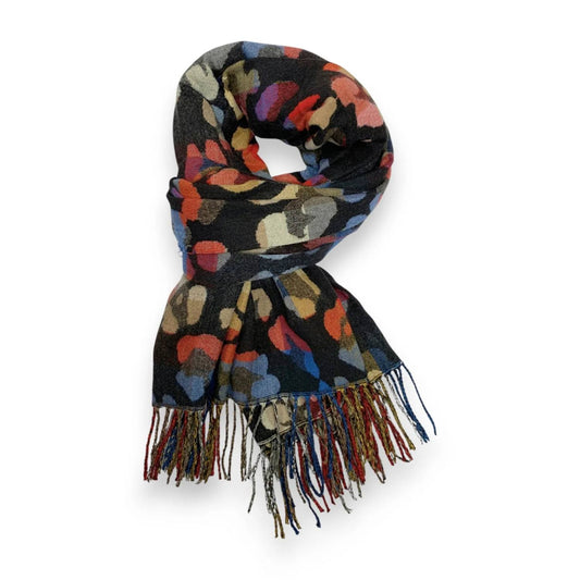 Black Rainbow Leopard Print Cashmere Blend Winter Scarf | The Jewellery Stop