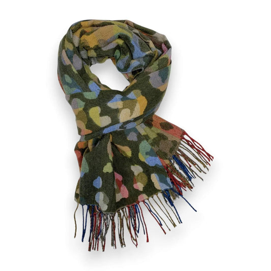 Green Rainbow Leopard Print Cashmere Blend Winter Scarf | The Jewellery Stop