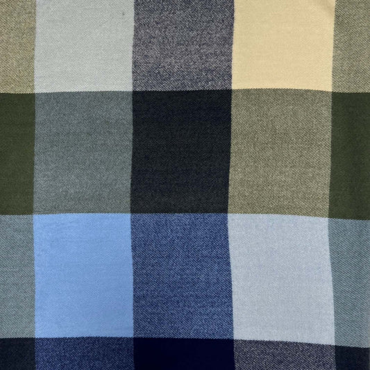 Blue Classic Check Print Wool Mix Winter Scarf