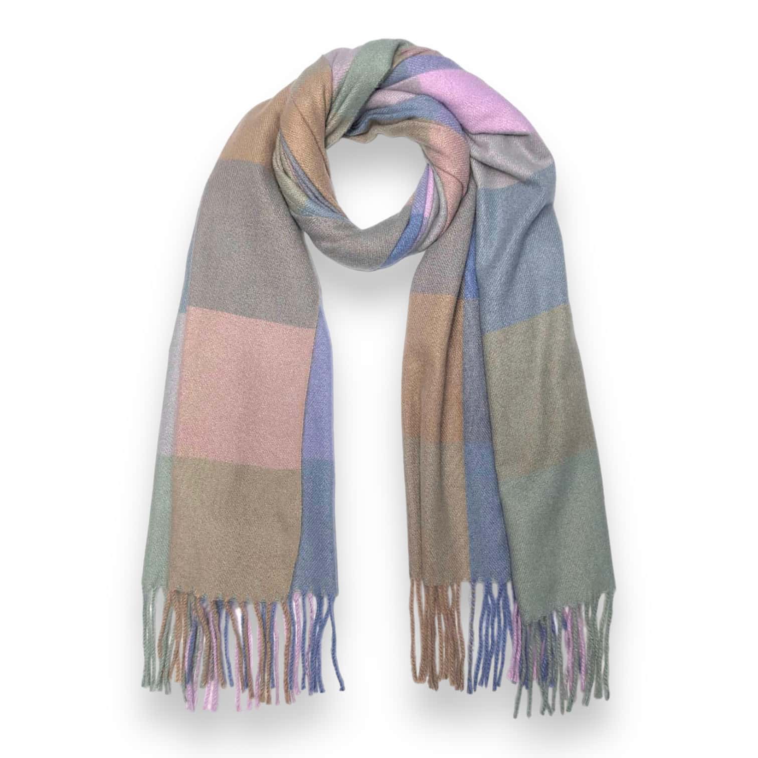 Pastels Classic Check Print Wool Mix Winter Scarf | The Jewellery Stop