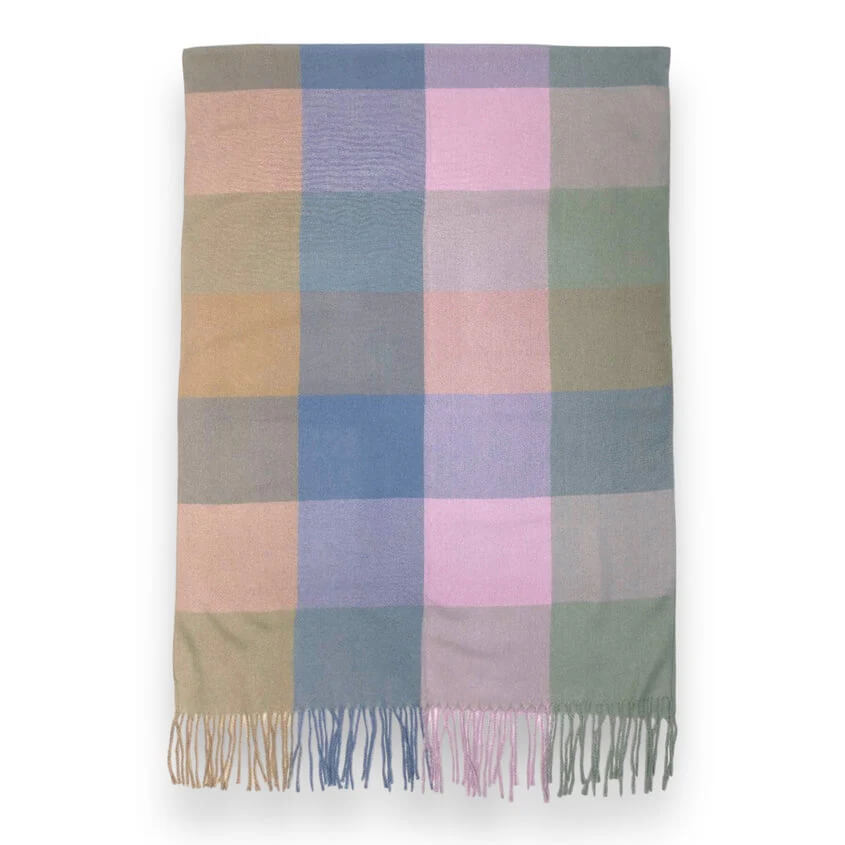 Pastels Classic Check Print Wool Mix Winter Scarf | The Jewellery Stop