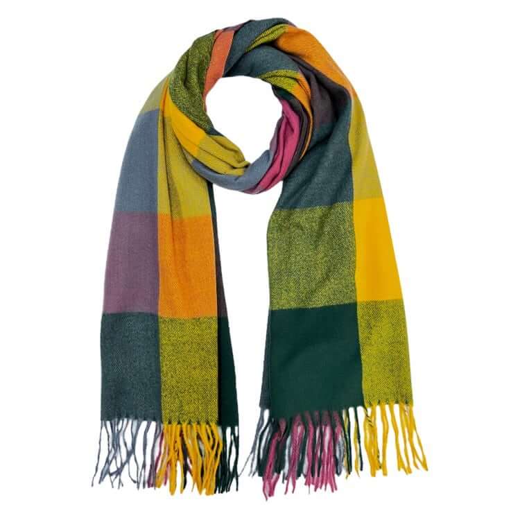 Multi Classic Check Print Wool Mix Winter Scarf | The Jewellery Stop