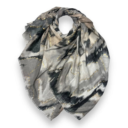 Black Colourful Wave Scarf With Fringes | The Jewellery Stop