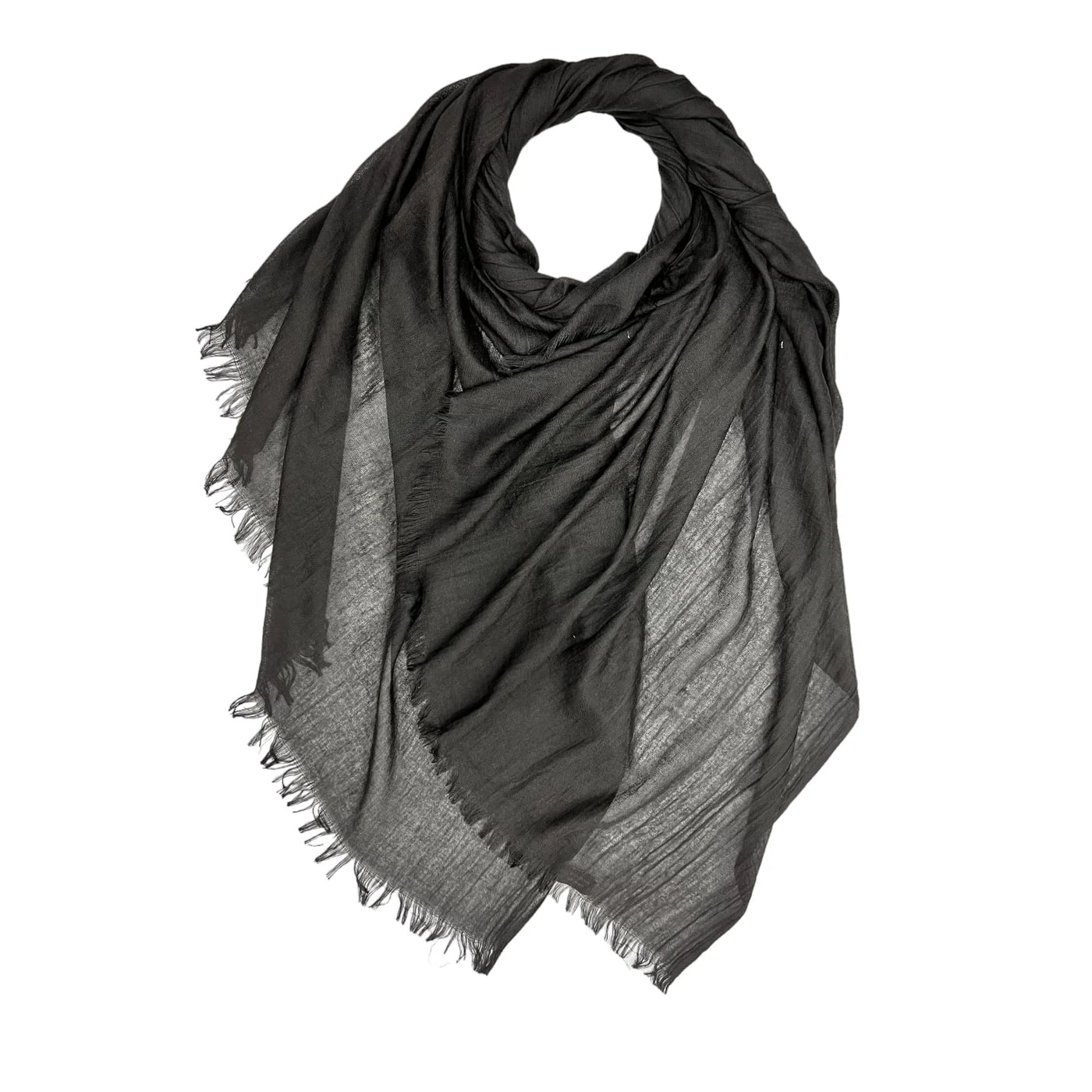 Jet Black Cotton Blend Plain Scarf | The Jewellery Stop