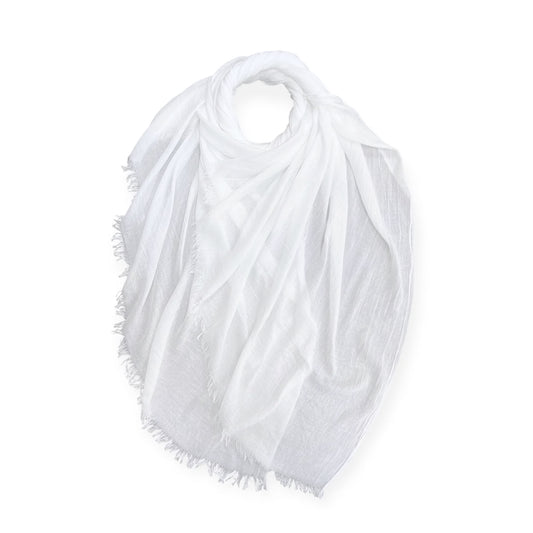 Pearl White Cotton Blend Plain Scarf | The Jewellery Stop
