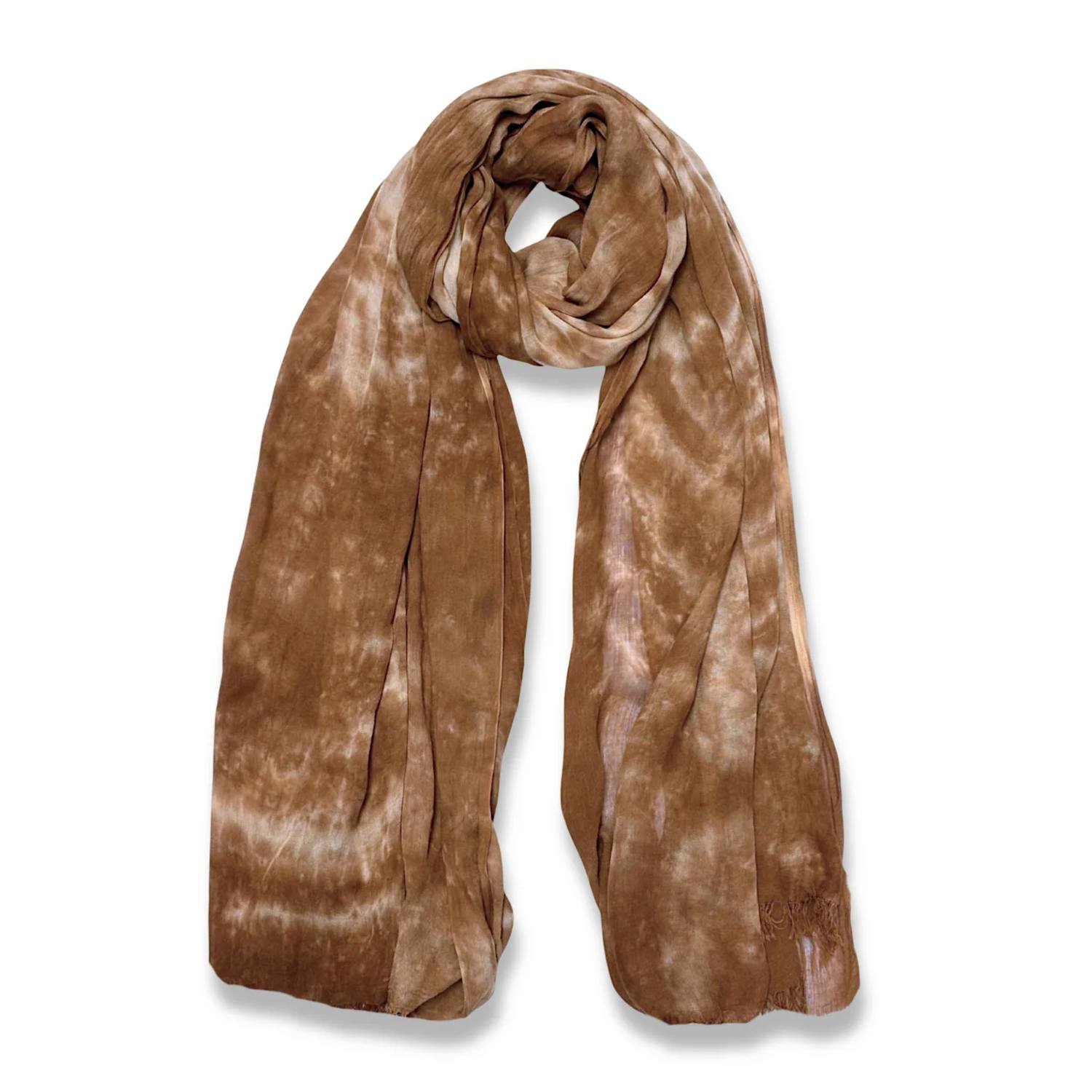 Camel Pure Modal Tie Dye Print Scarf | The Jewellery Stop