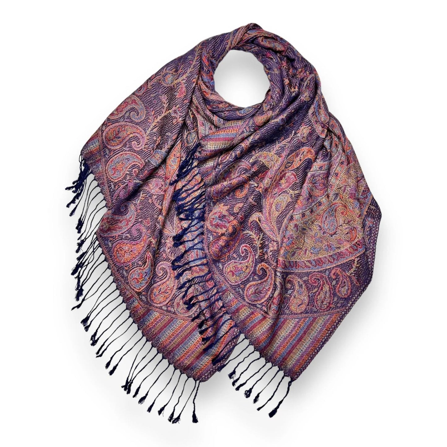 Midnight Jacquard Paisley Pashmina | The Jewellery Stop
