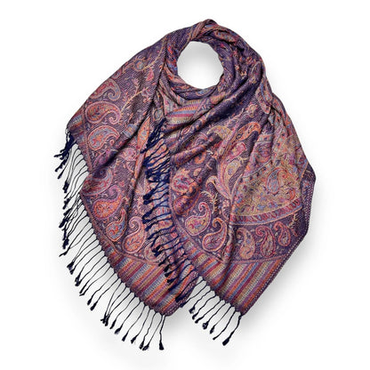 Midnight Jacquard Paisley Pashmina | The Jewellery Stop