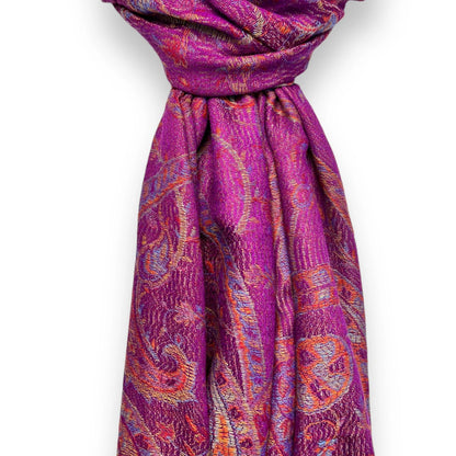 Magenta Jacquard Paisley Pashmina | The Jewellery Stop