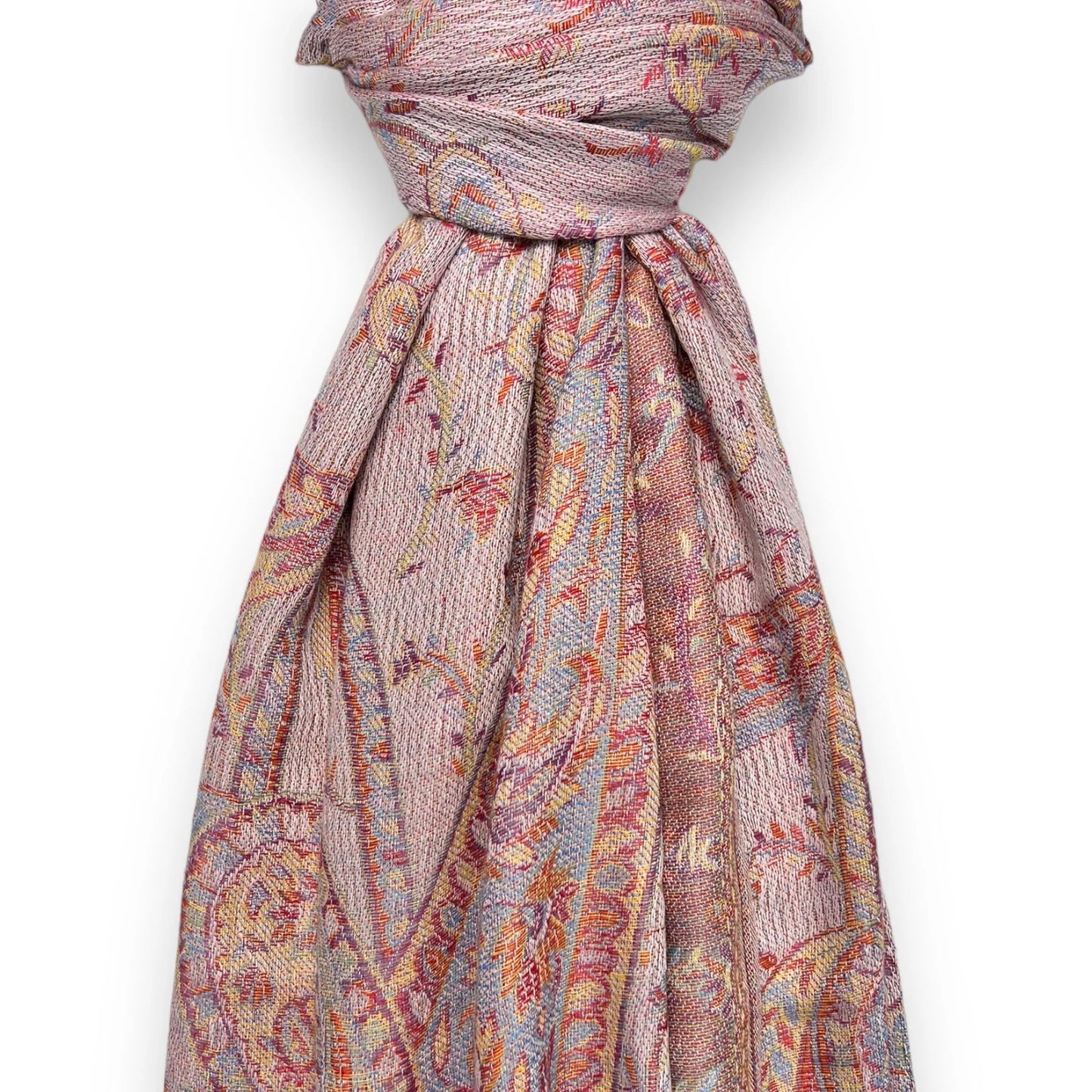 Rose Tan Jacquard Paisley Pashmina | The Jewellery Stop