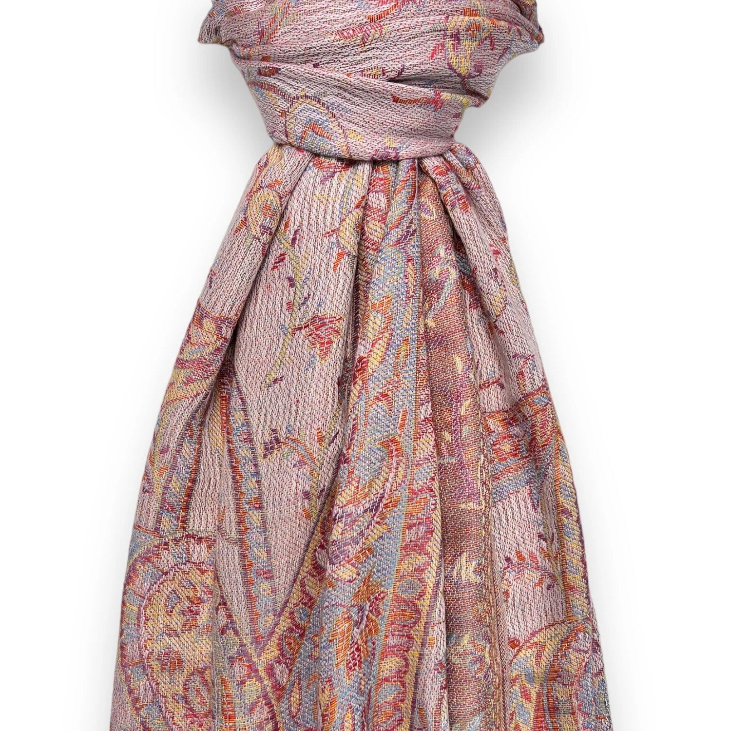 Rose Tan Jacquard Paisley Pashmina | The Jewellery Stop