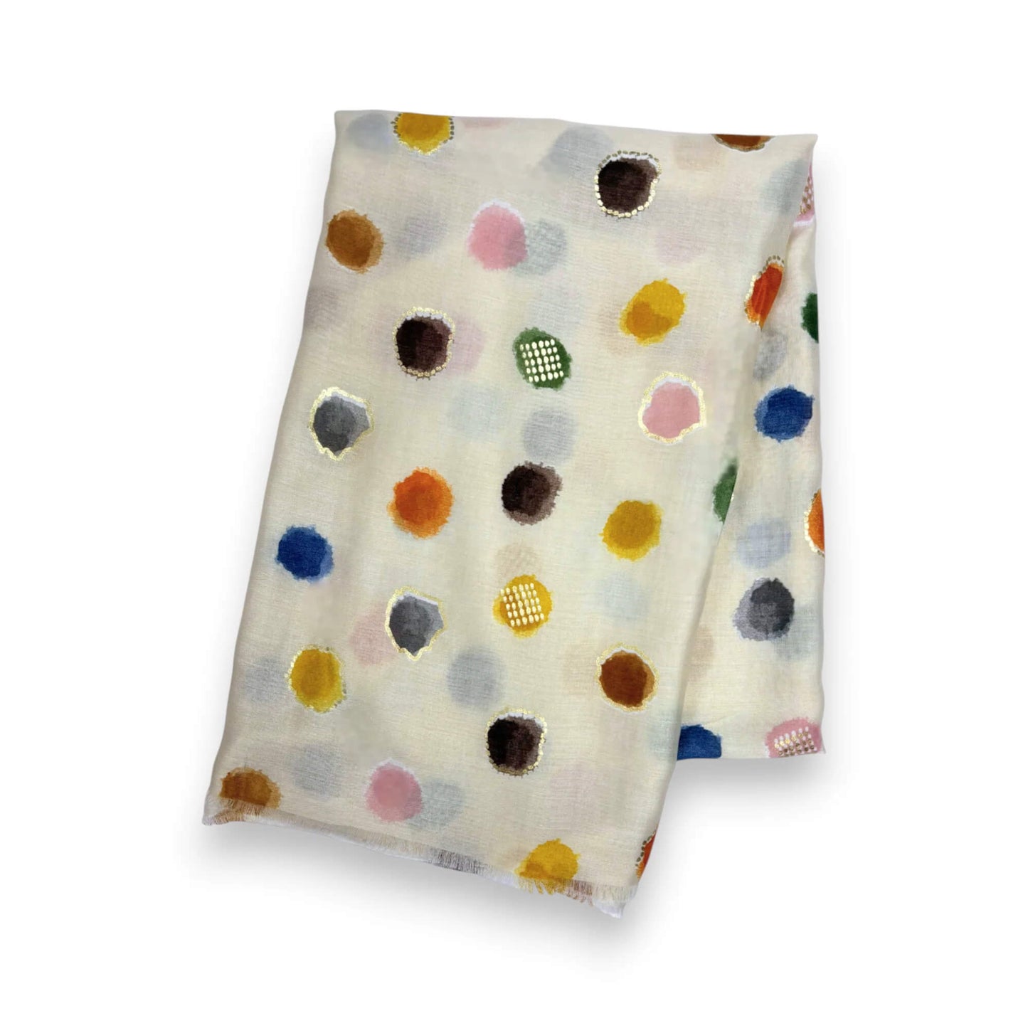 Multi Colourful Spotty Print With Gold Foil Scarf | The Jewellery Stop