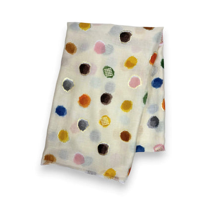 Multi Colourful Spotty Print With Gold Foil Scarf | The Jewellery Stop