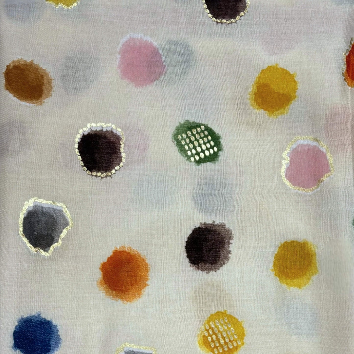Multi Colourful Spotty Print With Gold Foil Scarf | The Jewellery Stop
