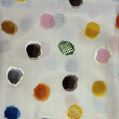 Multi Colourful Spotty Print With Gold Foil Scarf | The Jewellery Stop