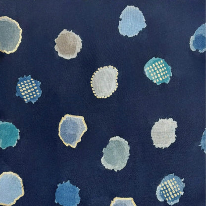 Navy Colourful Spotty Print With Gold Foil Scarf | The Jewellery Stop