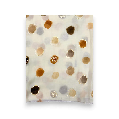 Cream Colourful Spotty Print With Gold Foil Scarf | The Jewellery Stop
