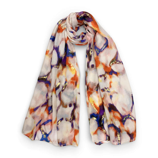 Purple Lava With Gold Flakes Cotton Blend Scarf | The Jewellery Stop