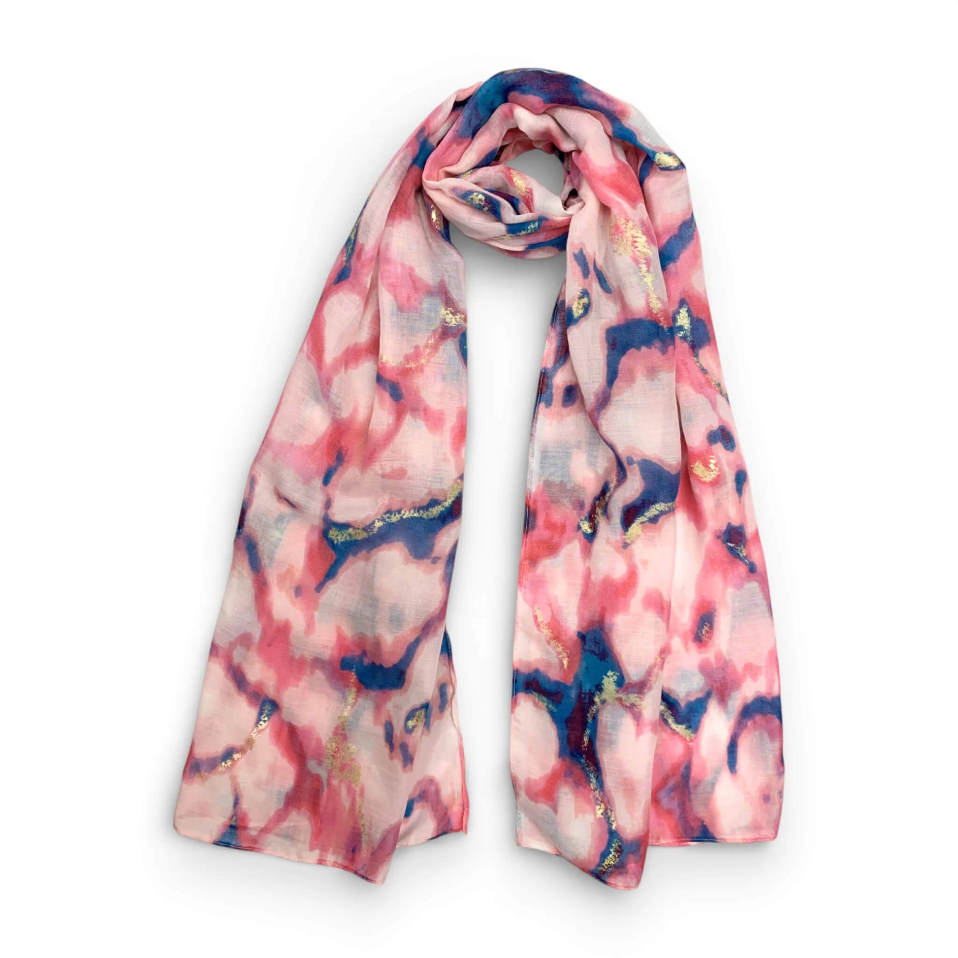 Pink Lava With Gold Flakes Cotton Blend Scarf | The Jewellery Stop