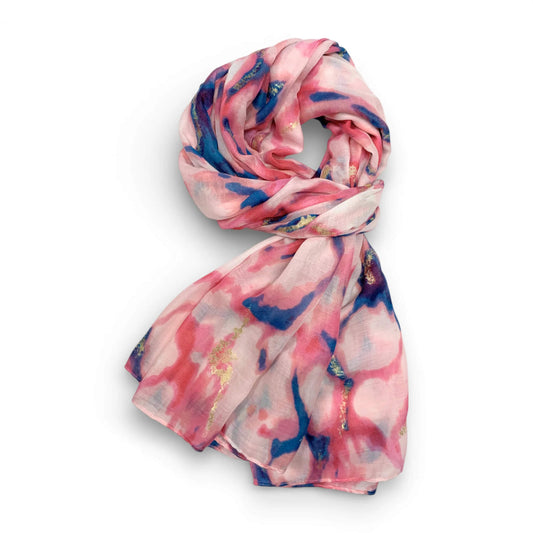 Pink Lava With Gold Flakes Cotton Blend Scarf | The Jewellery Stop