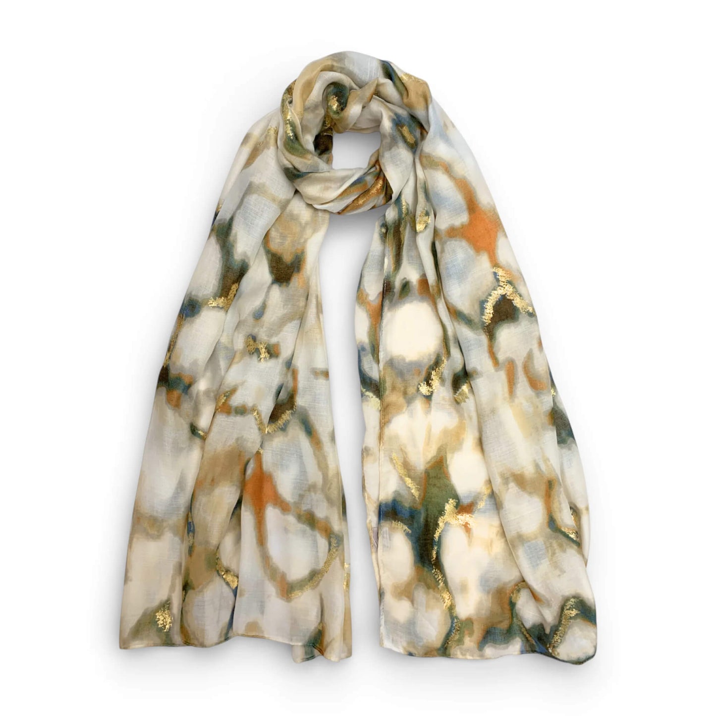 Beige Lava With Gold Flakes Cotton Blend Scarf | The Jewellery Stop