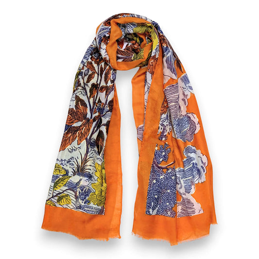 Terracotta Nature Art Print Scarf