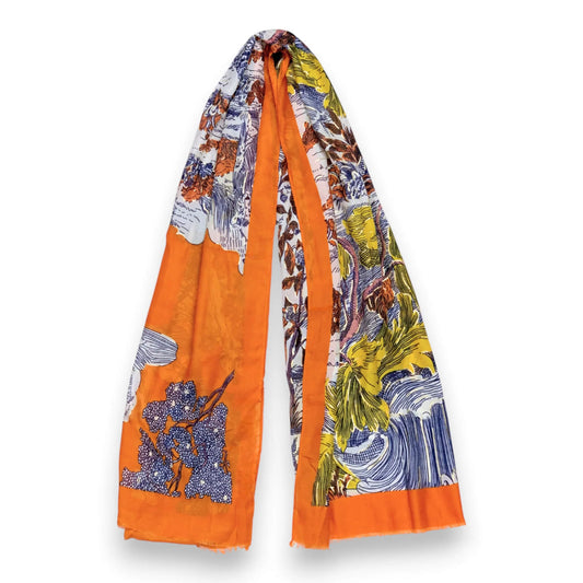 Terracotta Nature Art Print Scarf