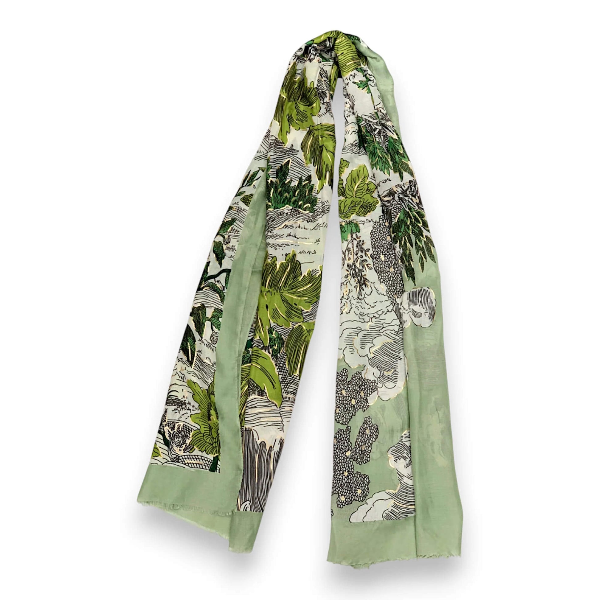 Green Nature Art Print Scarf | The Jewellery Stop