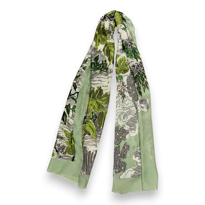 Green Nature Art Print Scarf | The Jewellery Stop