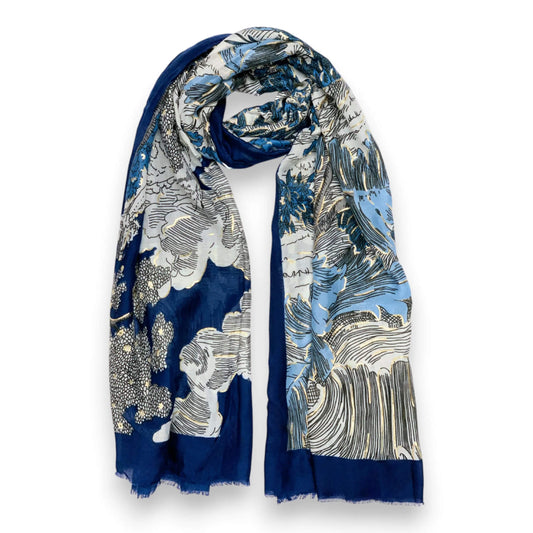 Blue Nature Art Print Scarf