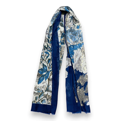 Blue Nature Art Print Scarf | The Jewellery Stop