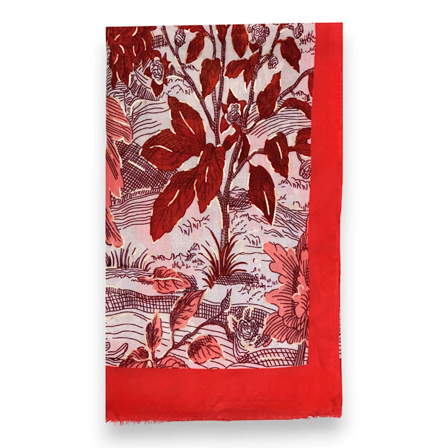 Red Nature Art Print Scarf | The Jewellery Stop