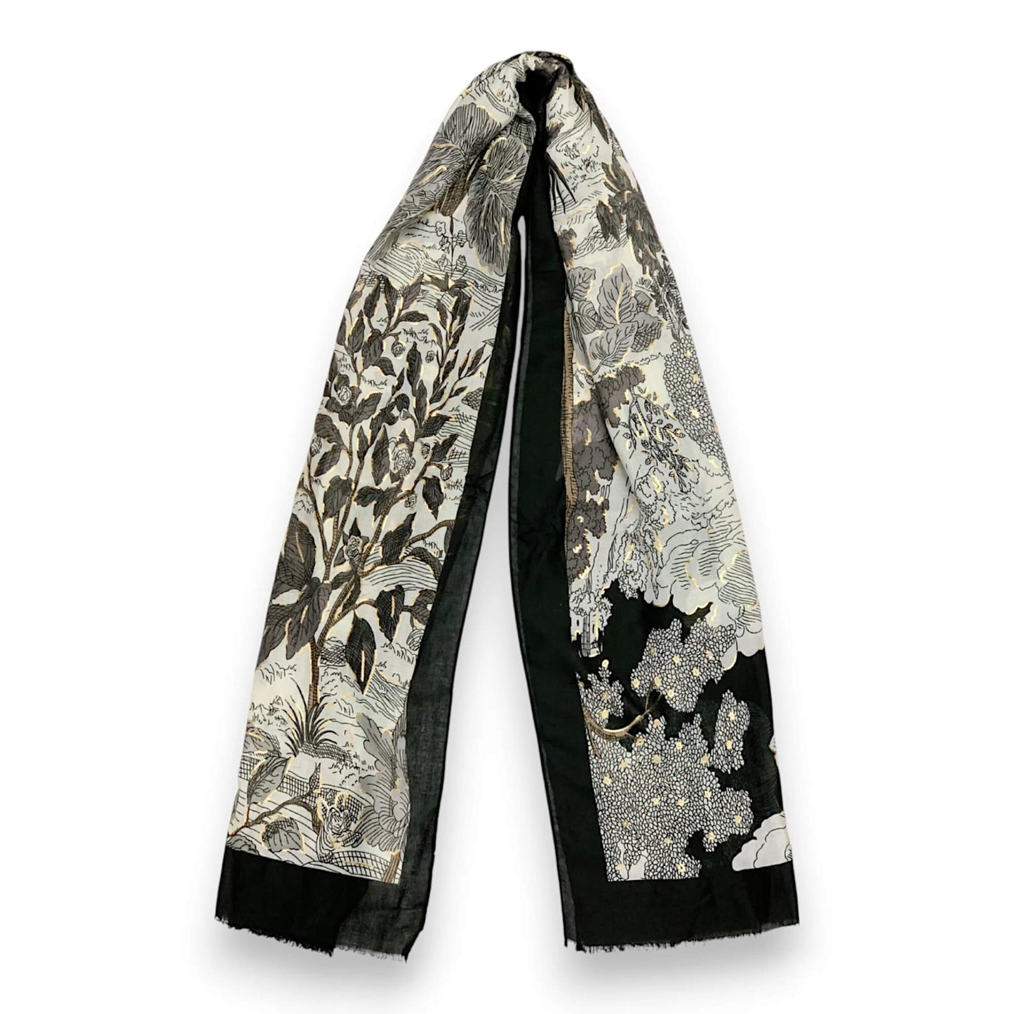 Black Nature Art Print Scarf | The Jewellery Stop