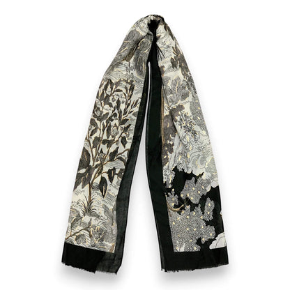 Black Nature Art Print Scarf | The Jewellery Stop