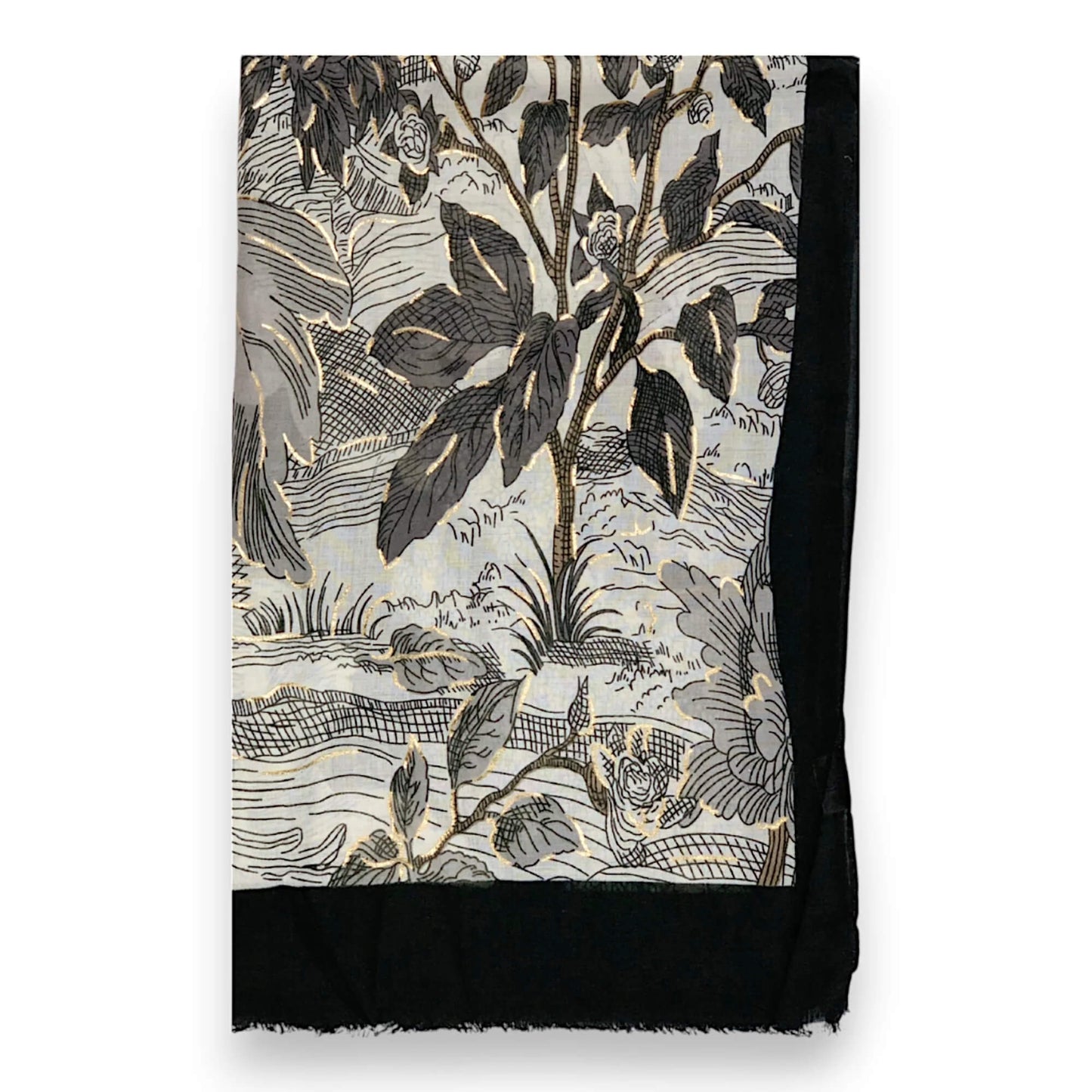 Black Nature Art Print Scarf | The Jewellery Stop