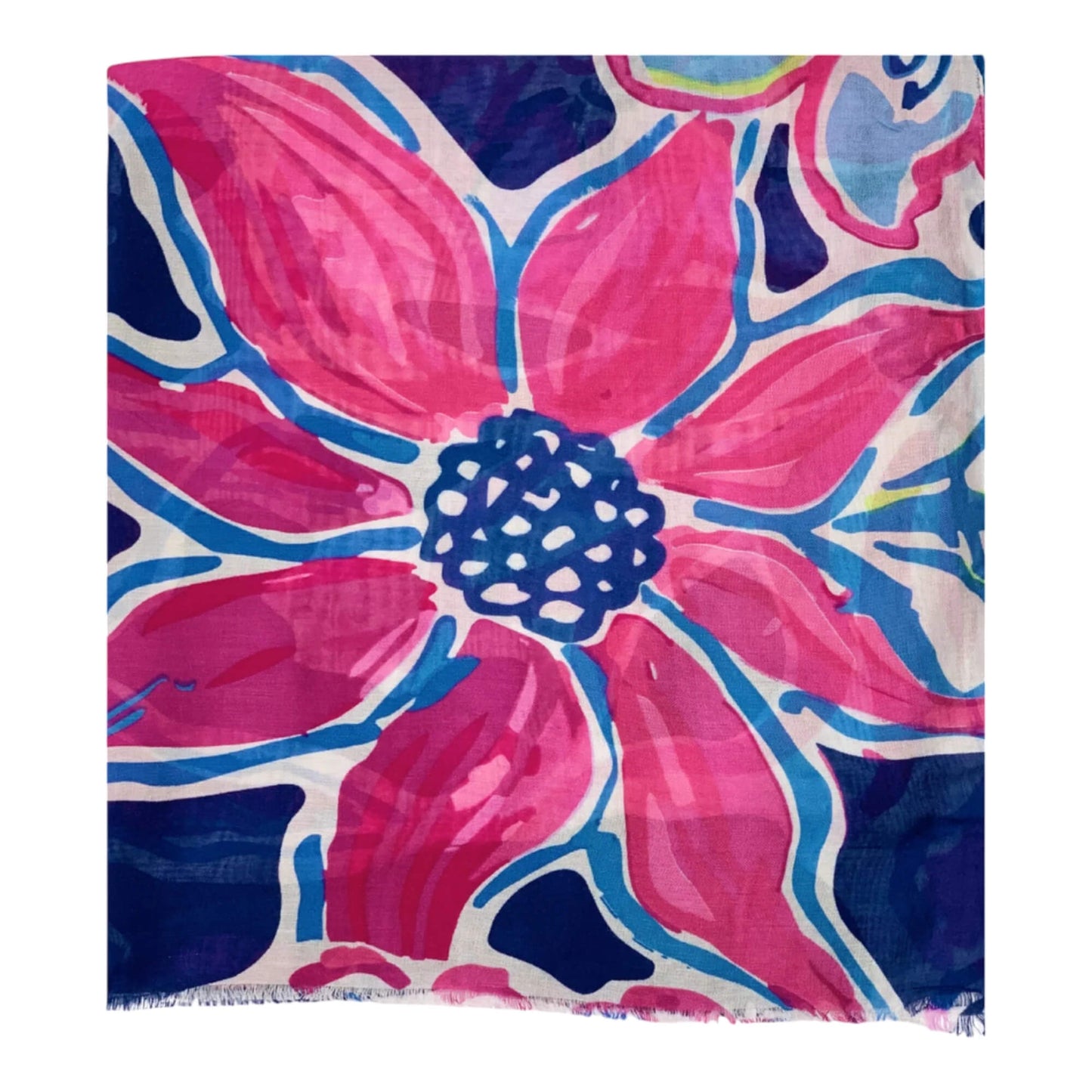 Navy Bright Flower Cotton Print Scarf | The Jewellery Stop